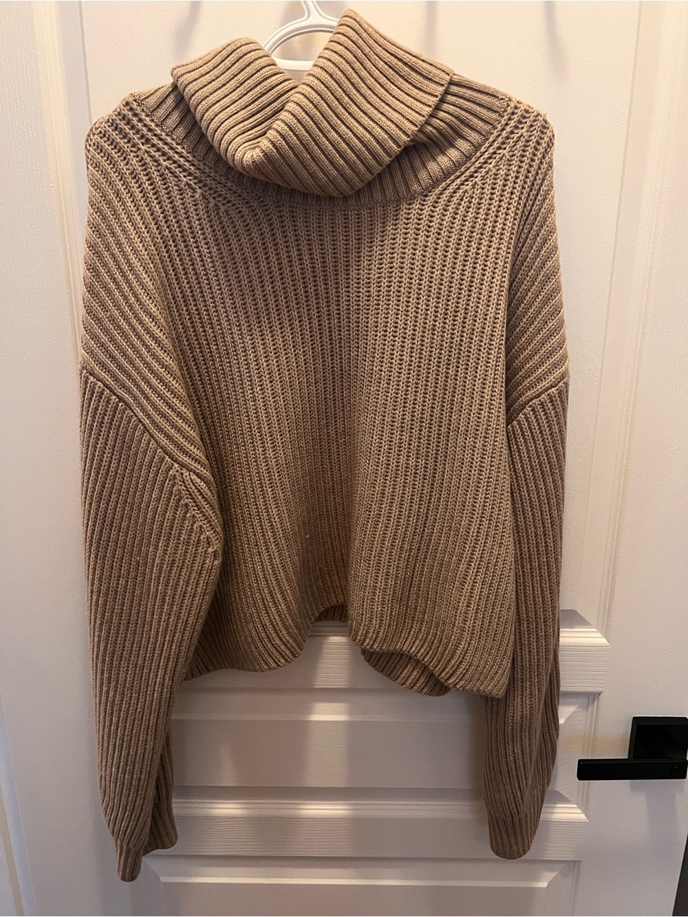 Babaton Chunky Ribbed Turtleneck Sweater in Taupe